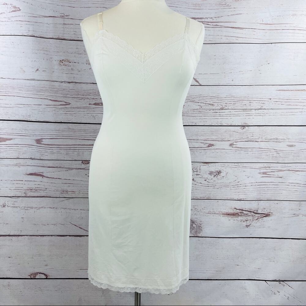 Ivory lace accent slip silky, some stretch, sheer sexy